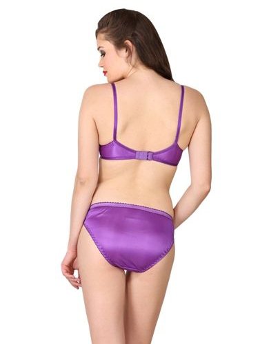 Fabulous Purple Satin Bra Panty Set - StyleOFF