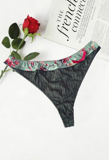 Freya Side Bowknot Mixed Design Thong Panty - StyleOFF