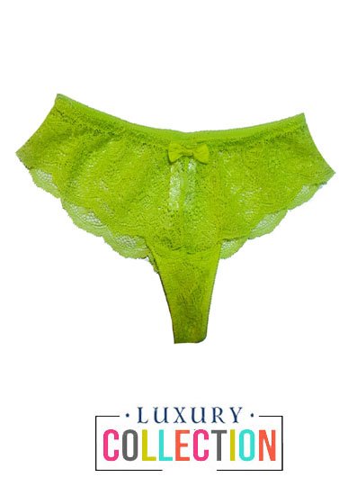 luxurious Neon Green Women's Lace Thong Panty Underwear - StyleOFF